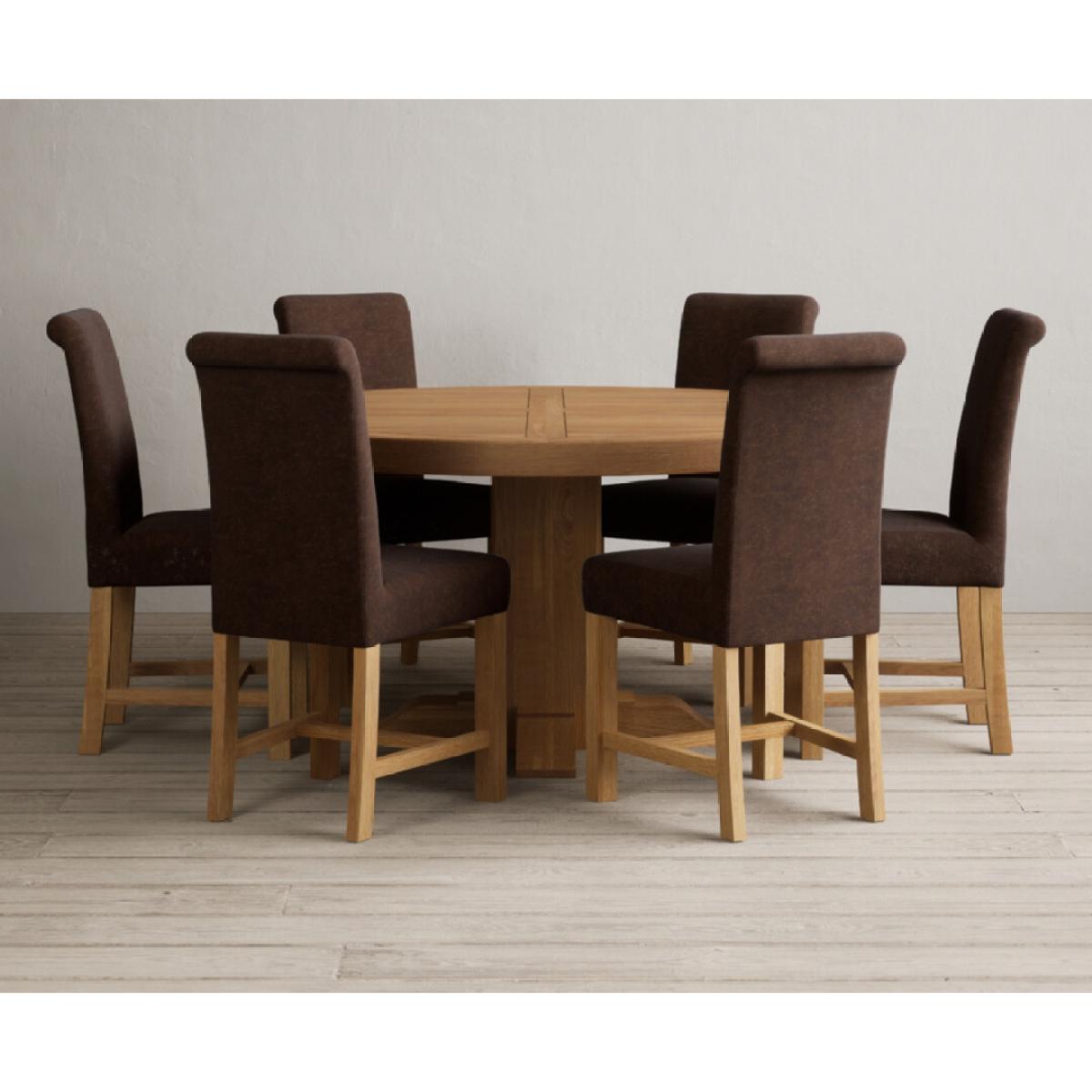 Helmsley 150cm Round Oak Dining Table with 4 Natural Scroll Back Chairs – image 10