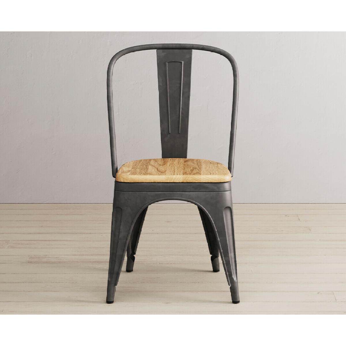 Loft Solid Oak 190cm Dining Table With 8 Oak and Metal Chairs – image 11
