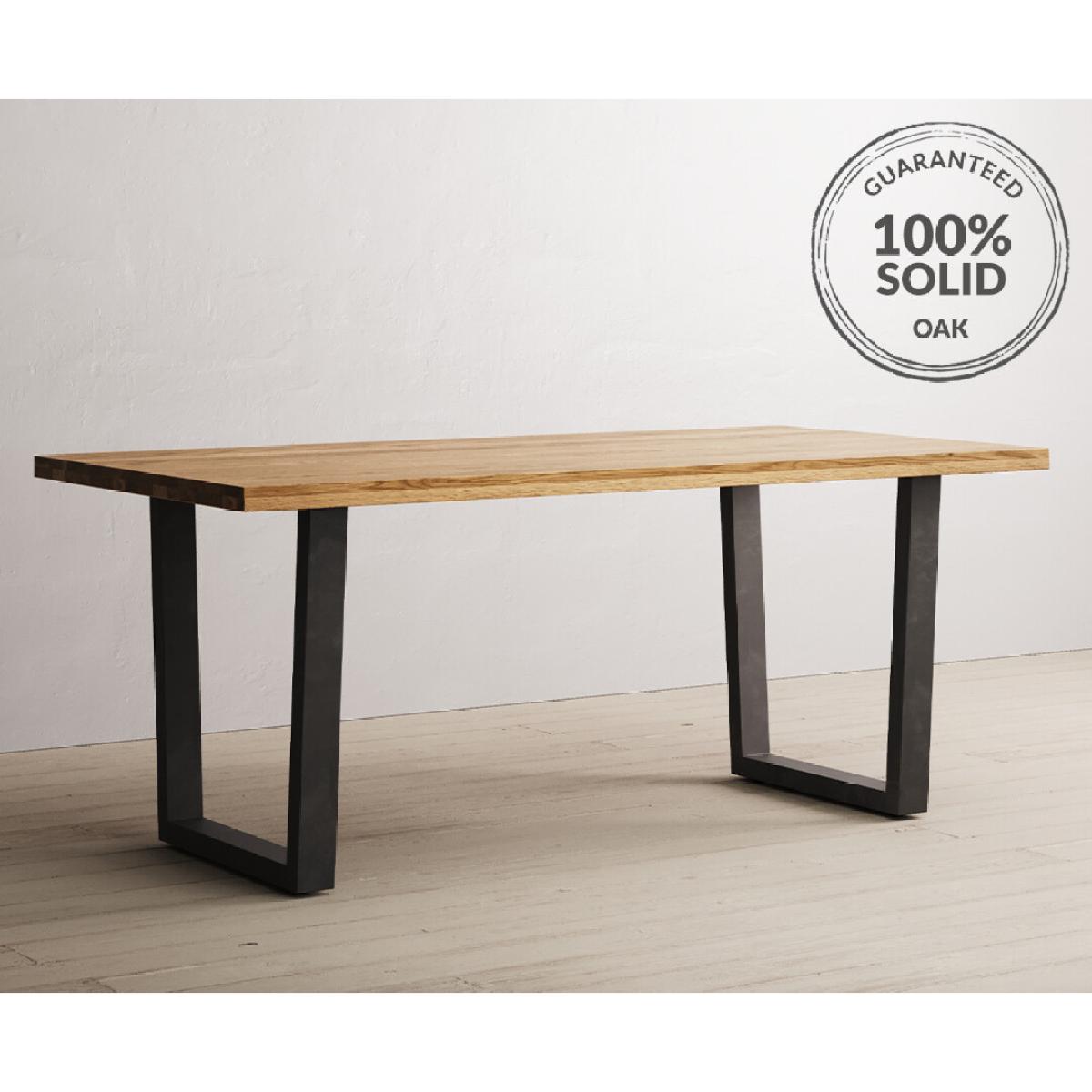 Loft Solid Oak 190cm Dining Table With 8 Oak and Metal Chairs – image 15