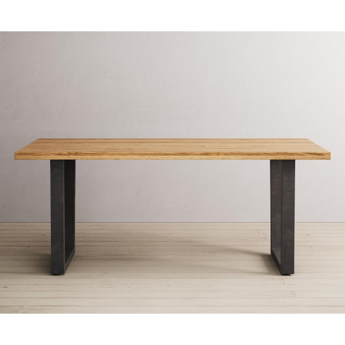 Loft Solid Oak 190cm Dining Table With 8 Oak and Metal Chairs – image 16