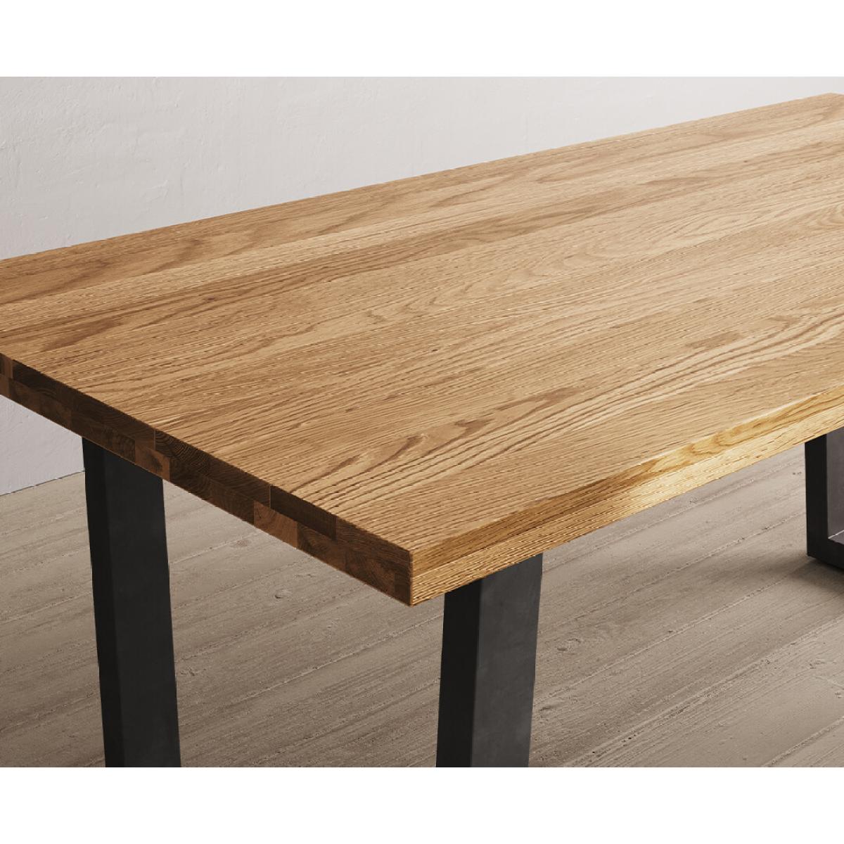 Loft Solid Oak 190cm Dining Table With 8 Oak and Metal Chairs – image 17