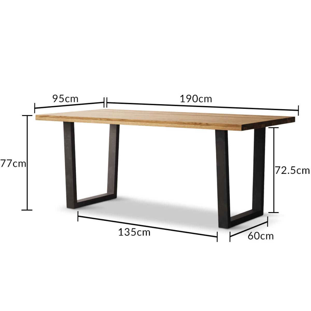 Loft Solid Oak 190cm Dining Table With 8 Oak and Metal Chairs – image 21