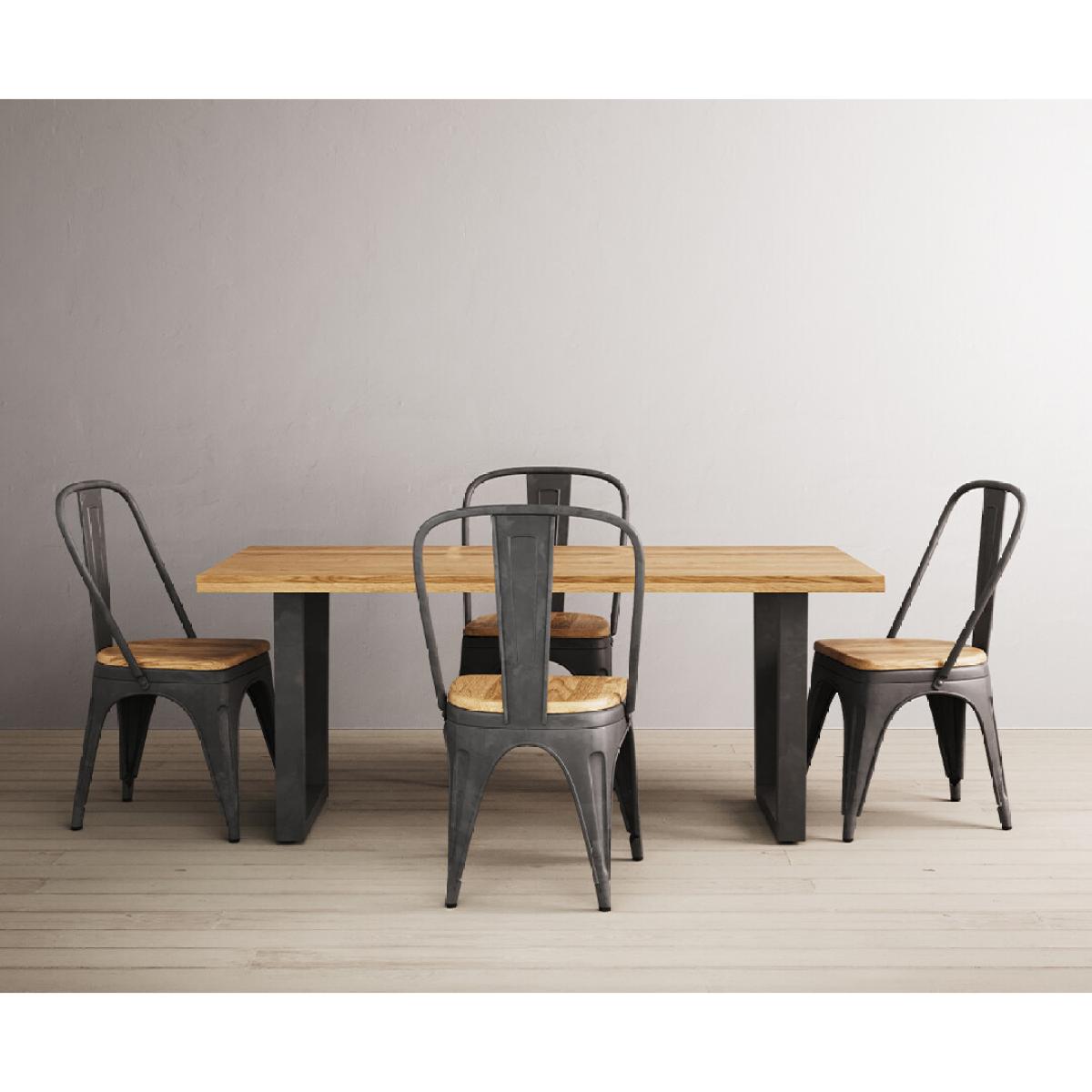 Loft Solid Oak 190cm Dining Table With 8 Oak and Metal Chairs – image 4