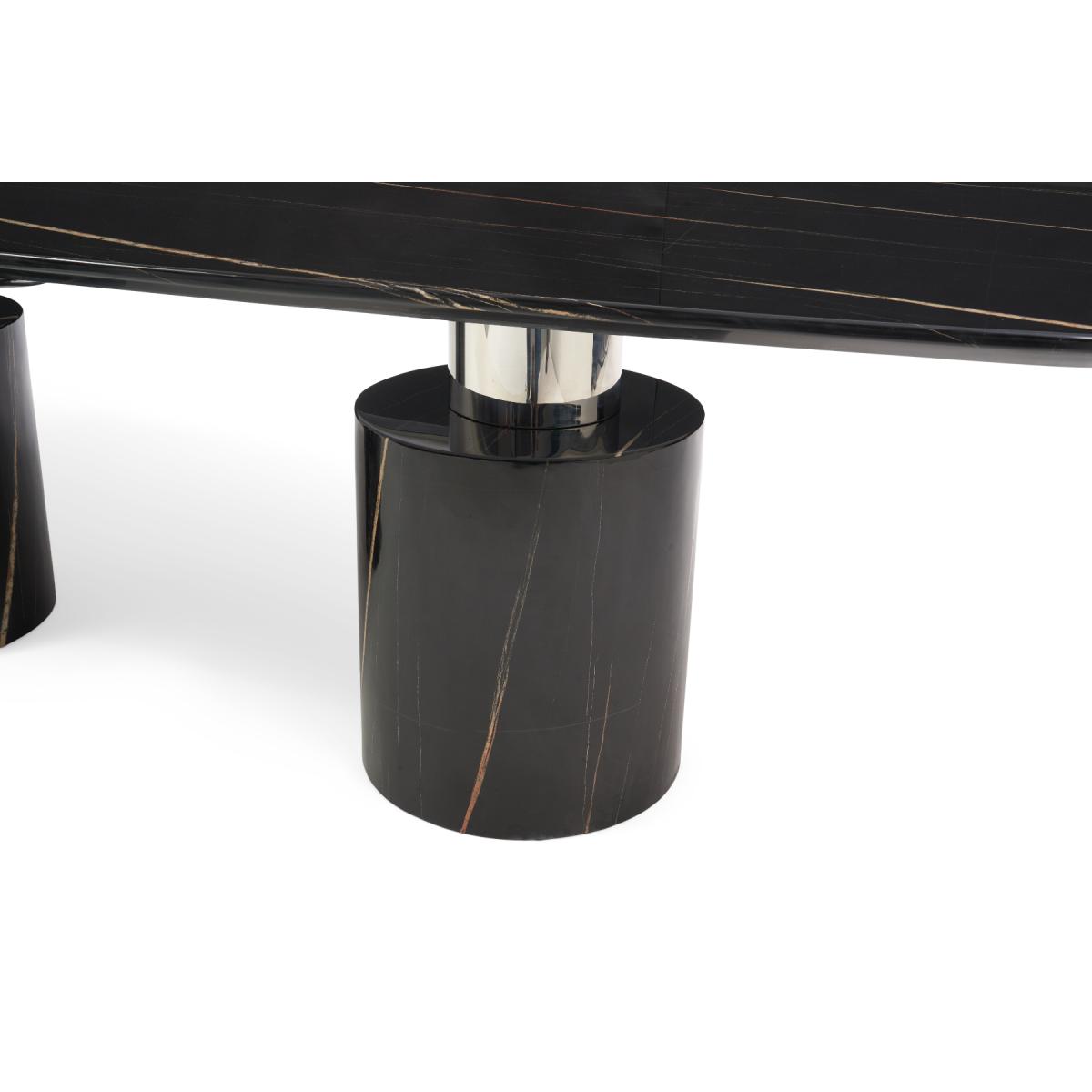 Antonio 220cm Black Marble Dining Table With 8 Ivory White Hampstead Z Chairs – image 9