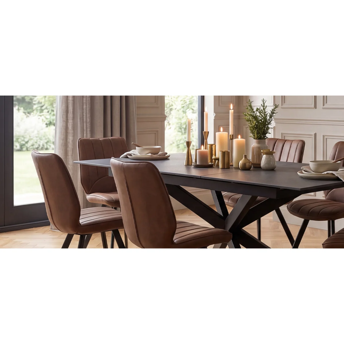 Boston 180cm Grey Stone Extending Dining Table with 6 Grey Hendrick Chairs – image 4