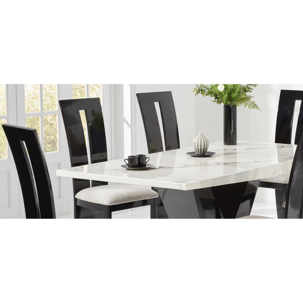 Verbier 200cm White V Pedestal Marble Dining Table with Verbier Chairs – image 10