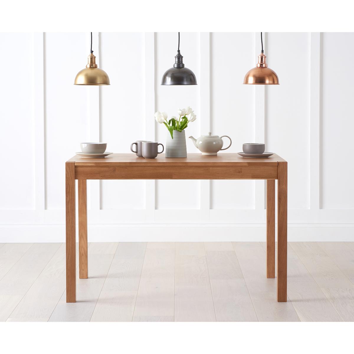Oxford 120cm Solid Oak Dining Table with 2 Grey Astrid Fabric Chairs with 2 York Bench – image 14