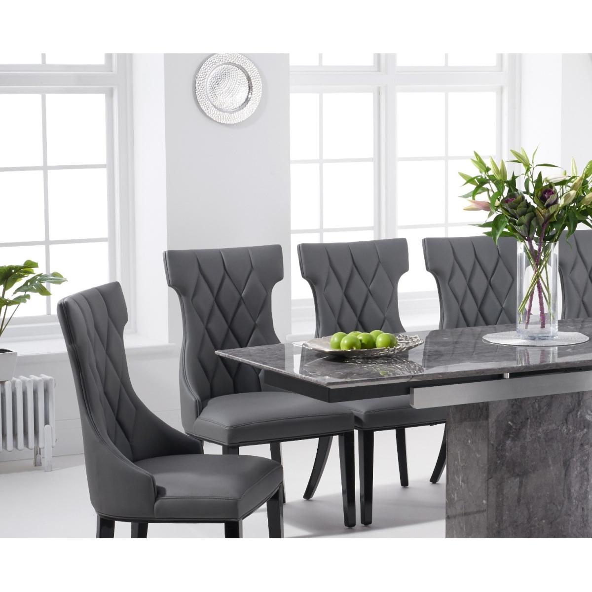 Metropolis 160cm Extending Grey Marble Dining Table with Freya Chairs - Black, 4 Chairs – image 2