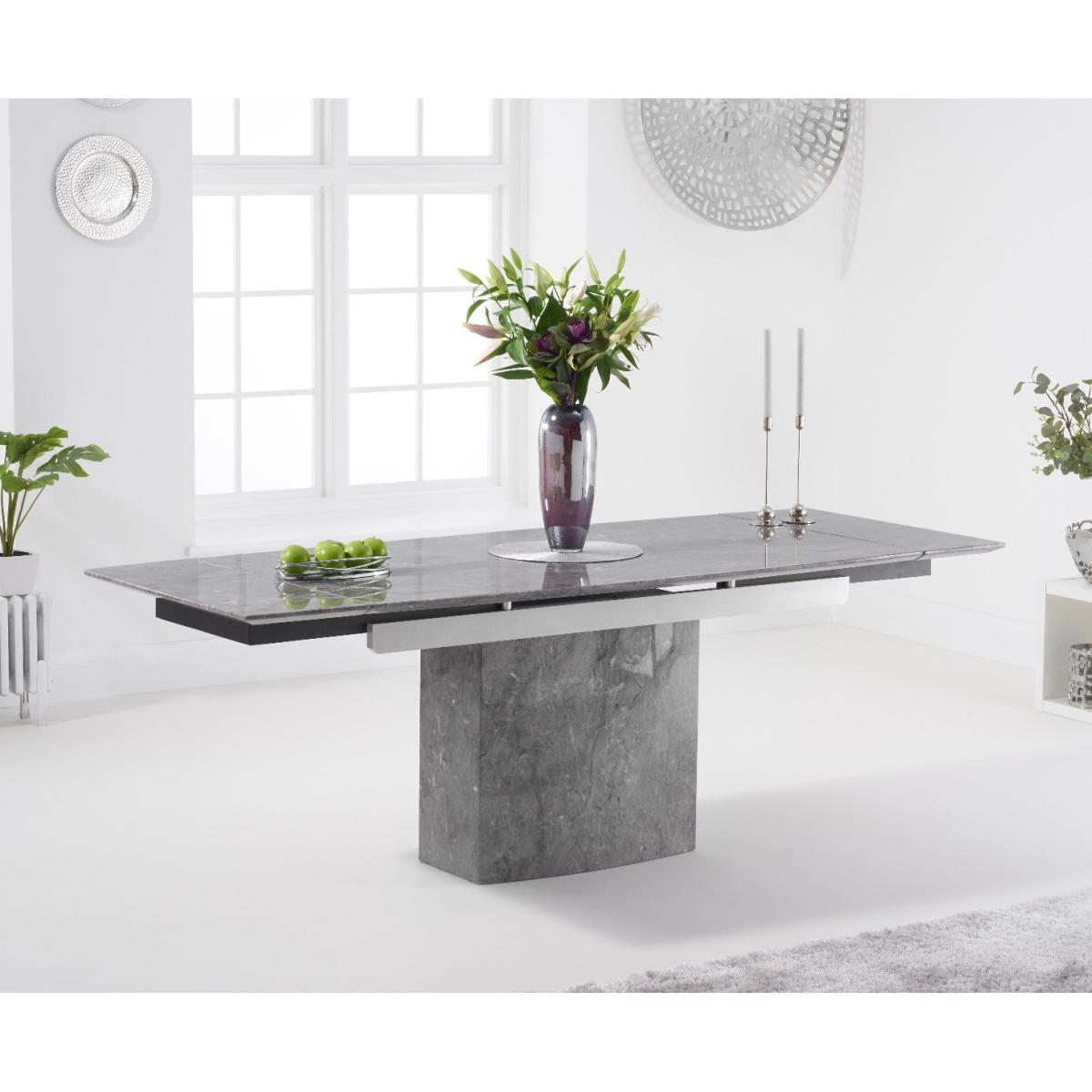 Metropolis 160cm Extending Grey Marble Dining Table with Freya Chairs - Black, 4 Chairs – image 3