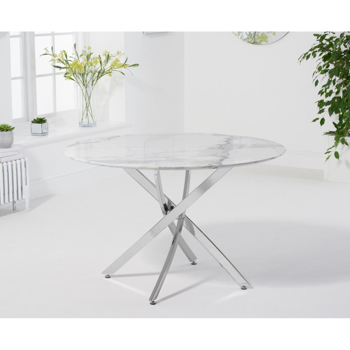 Carter 120cm Round White Marble Table With 6 Grey Catalina Chairs – image 13