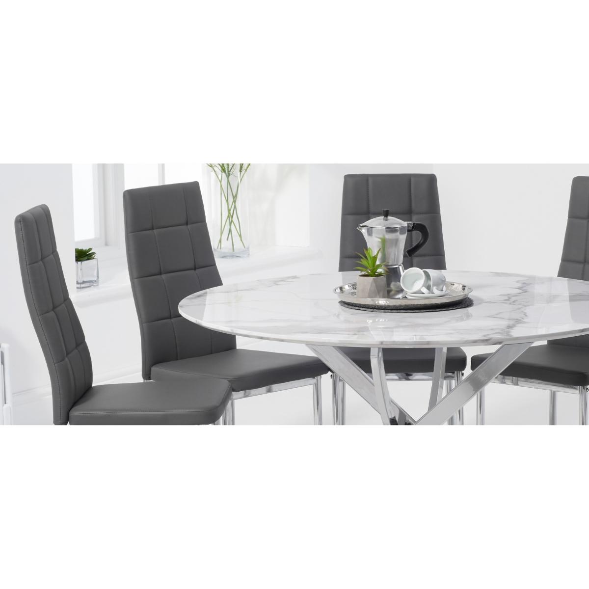 Carter 120cm Round White Marble Table With 6 Grey Catalina Chairs – image 10