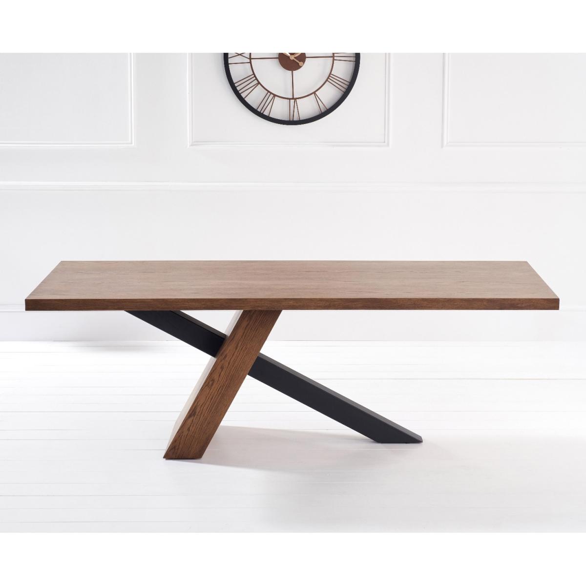 Montana 180cm Black Leg Industrial Dining Table With 8 Brown Hendrick Faux Leather Dining Chairs – image 12