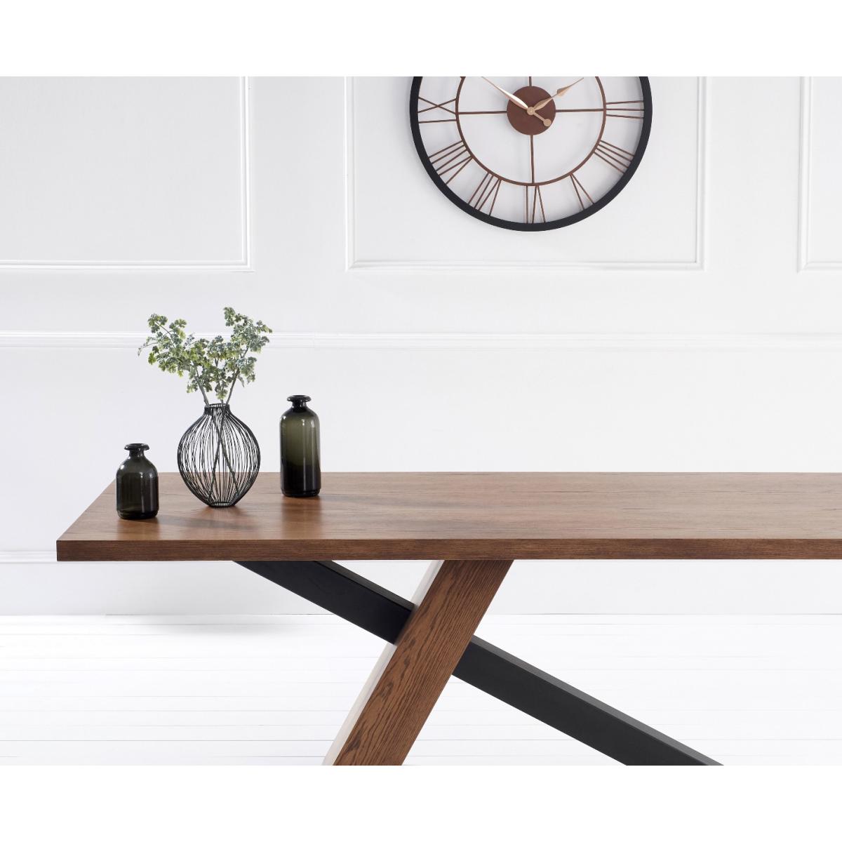 Montana 180cm Black Leg Industrial Dining Table With 8 Brown Hendrick Faux Leather Dining Chairs – image 13