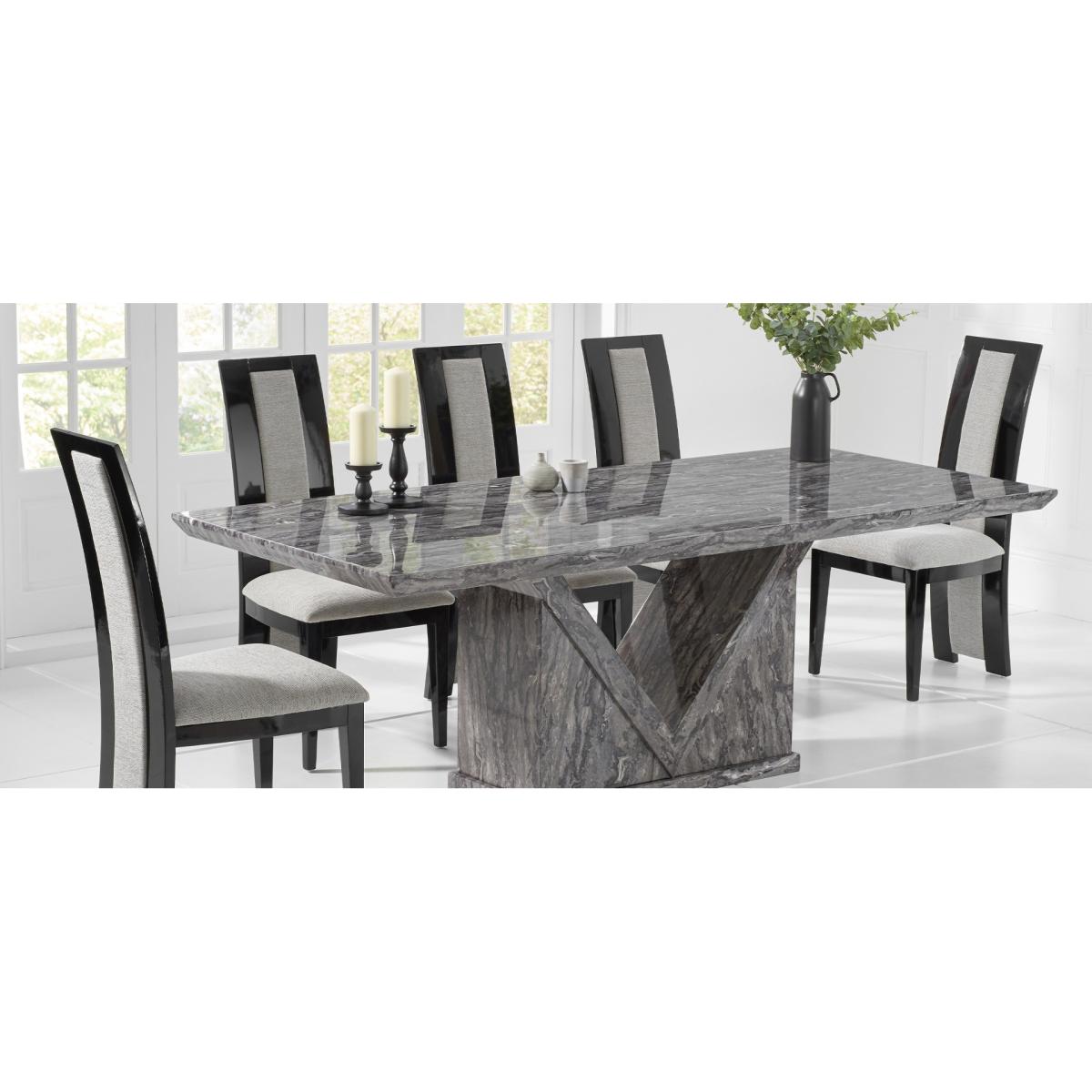 Mocha 180cm Grey Marble Dining Table With 8 Grey Sophia Chairs – image 18