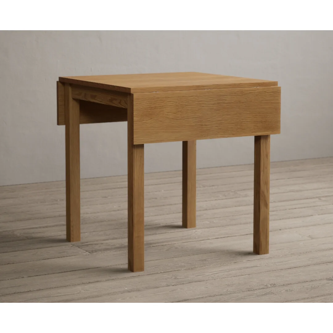 Extending York 70cm Solid Oak Dining Table with 2 Light Grey Natural Solid Oak Chairs – image 3