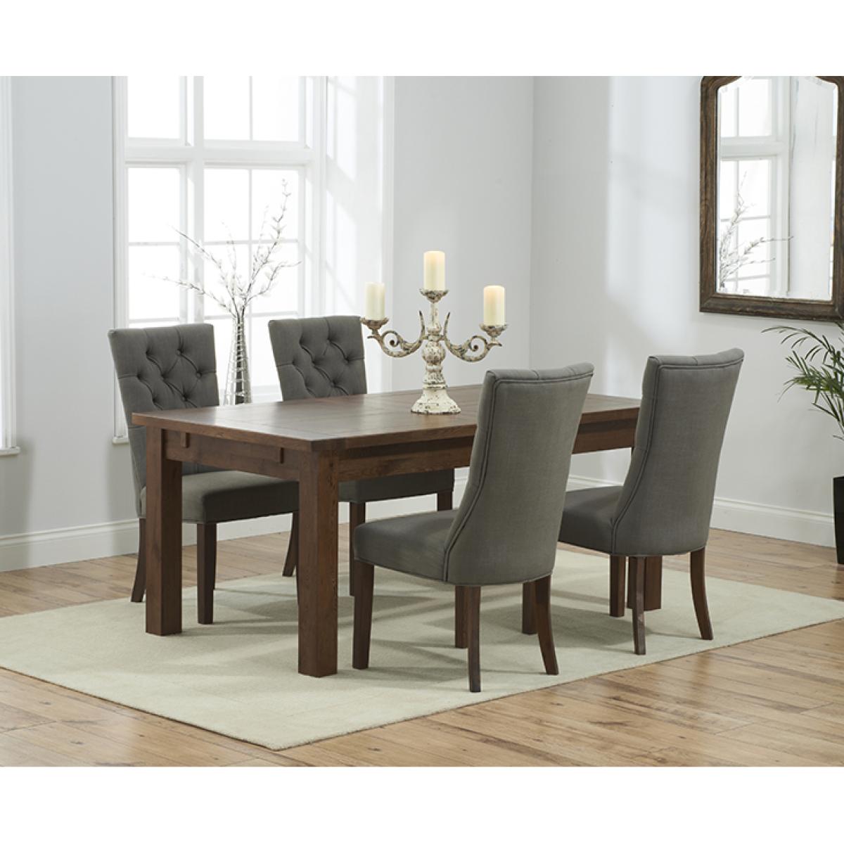 Extending Normandy 150cm Dark Oak Dining Table with 4 Natural Francois Chairs – image 2