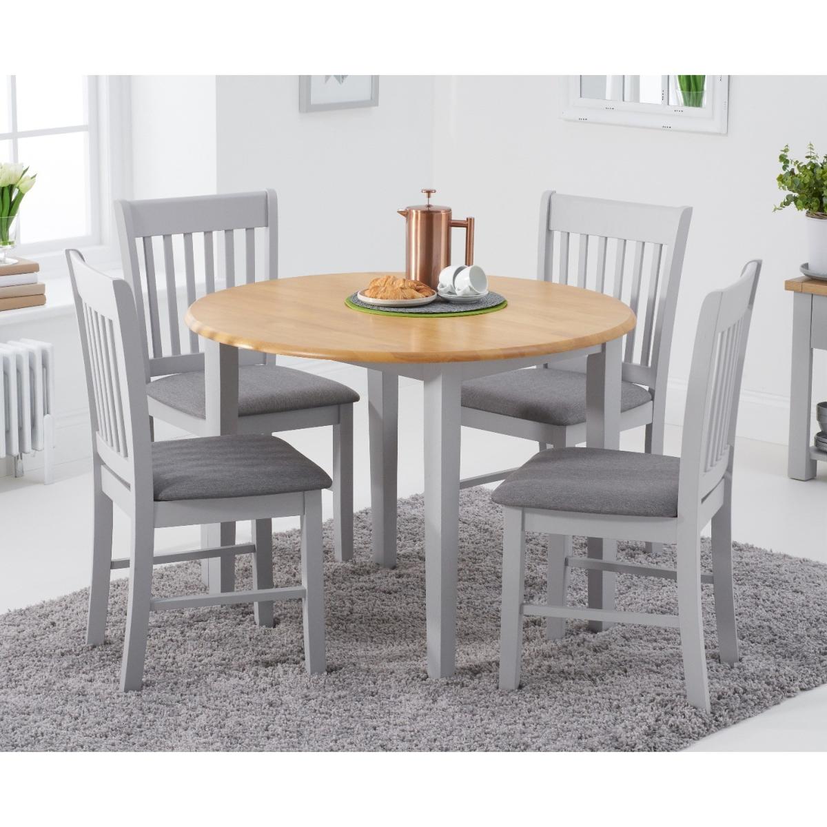 Genoa Oak and Grey 100cm Extending Dining Table with Chairs with Fabric Seats - Oak and Grey, 2 Chairs – image 2