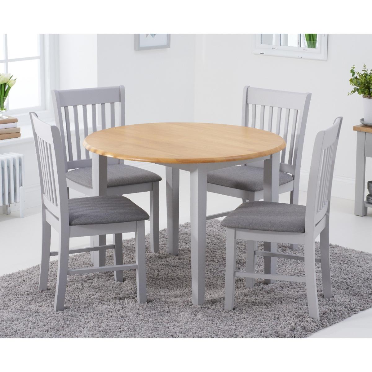 Genoa Oak and Grey 100cm Extending Dining Table with Chairs with Fabric Seats - Oak and Grey, 2 Chairs – image 3