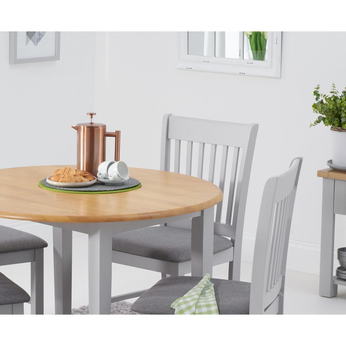 Genoa Oak and Grey 100cm Extending Dining Table with Chairs with Fabric Seats - Oak and Grey, 2 Chairs – image 4