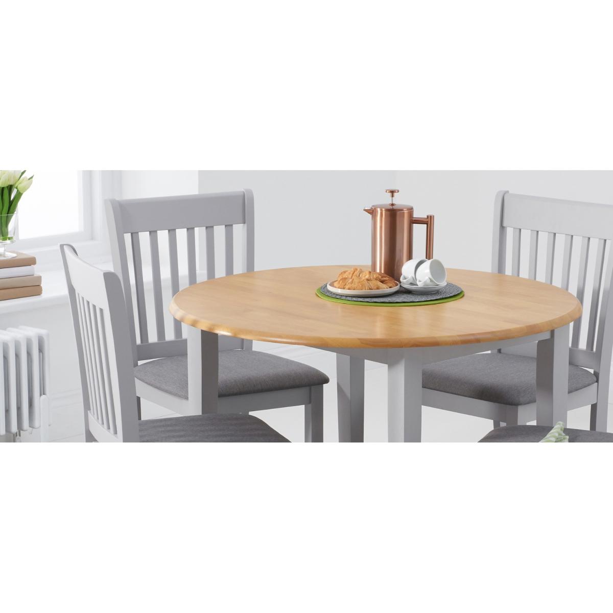 Genoa Oak and Grey 100cm Extending Dining Table with Chairs with Fabric Seats - Oak and Grey, 2 Chairs – image 9