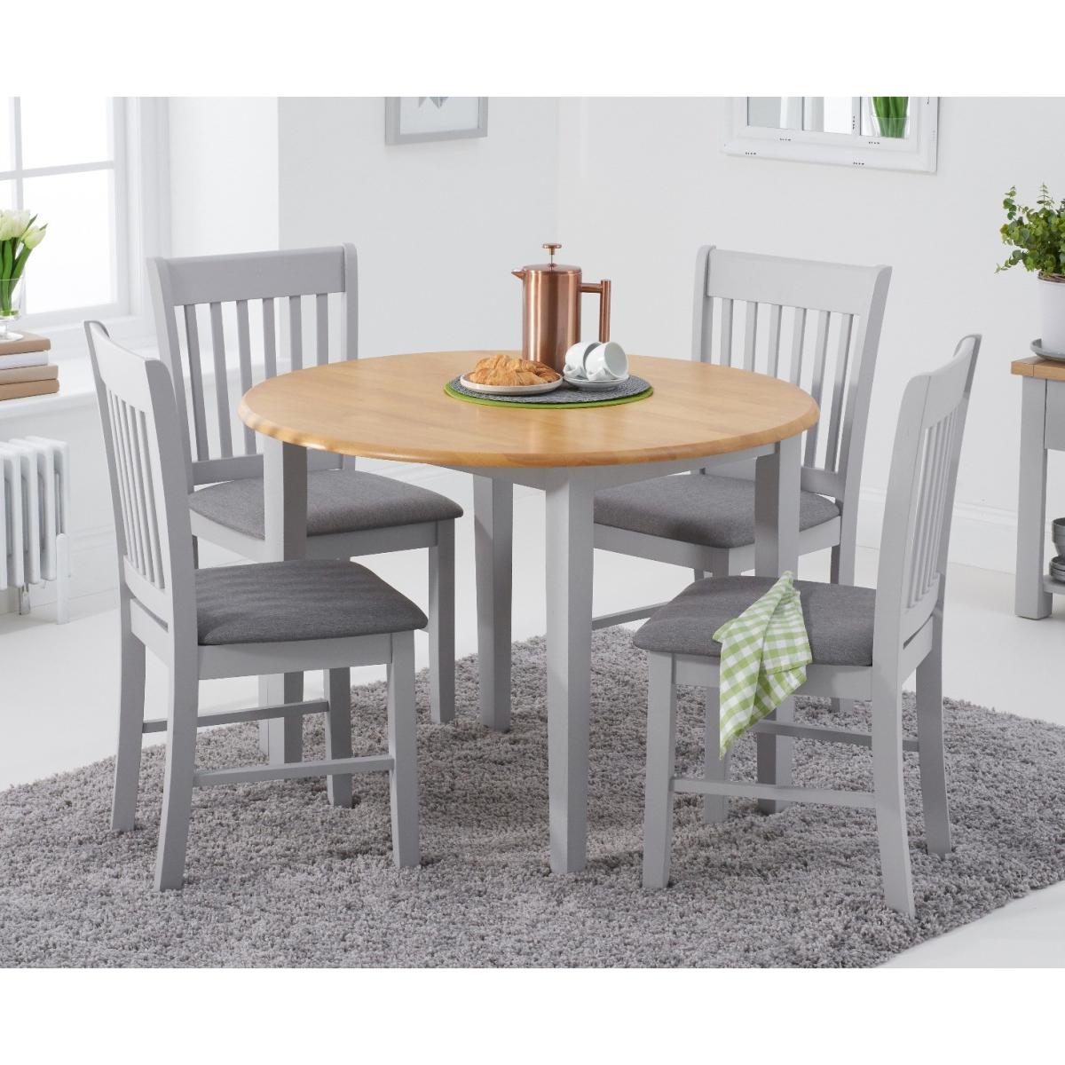 Genoa Oak and Grey 100cm Extending Dining Table with Chairs with Fabric Seats - Oak and Grey, 2 Chairs – image 1