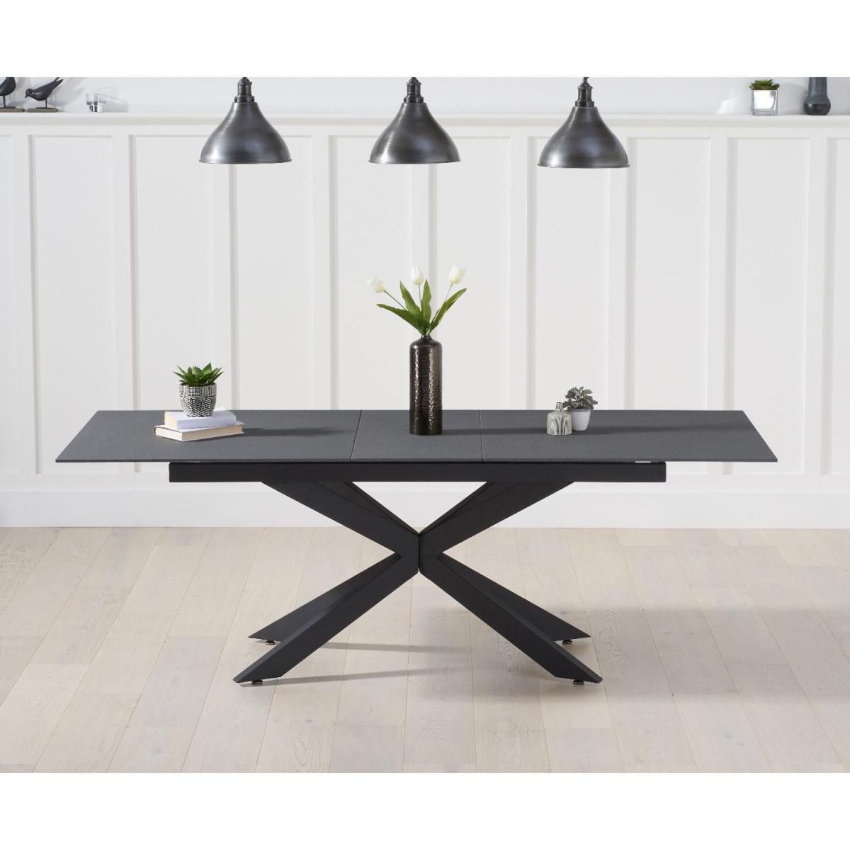 Boston 180cm Grey Stone Extending Dining Table with Dexter Faux Leather Chairs - Brown, 6 Chairs – image 4