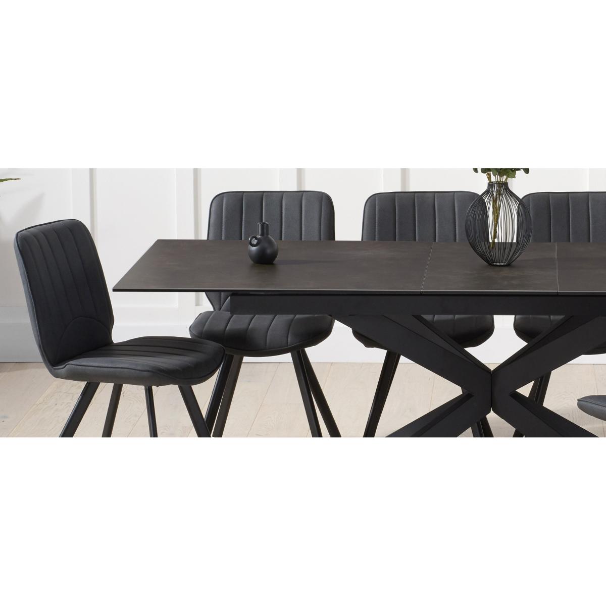 Boston 180cm Grey Stone Extending Dining Table with Dexter Faux Leather Chairs - Brown, 6 Chairs – image 8