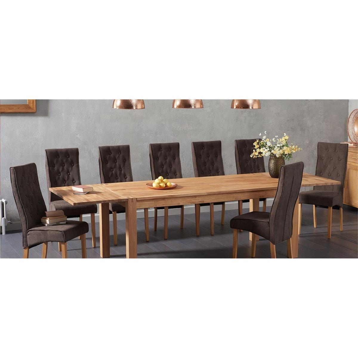 Thetford 180cm Oak Dining Table with 10 Grey Maya Chairs with Thetford 45cm Oak Extensions – image 8