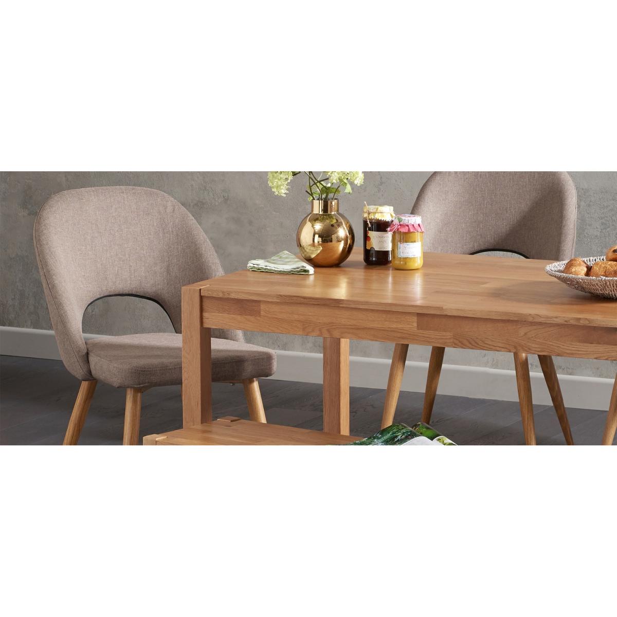York 120cm Solid Oak Dining Table with 2 Grey Halifax Chairs with 2 Oak Benches – image 5