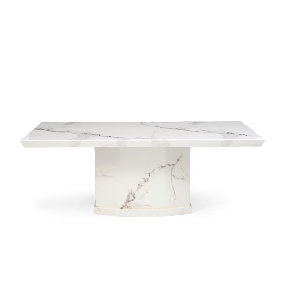 Carvelle 200cm White Pedestal Marble Dining Table With 10 Grey Sophia Chairs – image 16