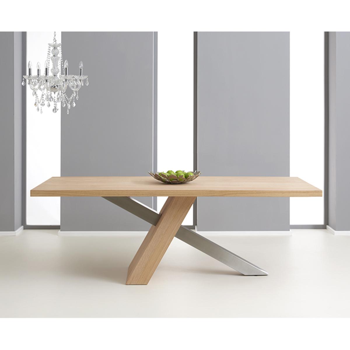 Michigan 180cm Oak and Metal Industrial Dining Table With 8 Grey Beatrix Fabric Chairs – image 11