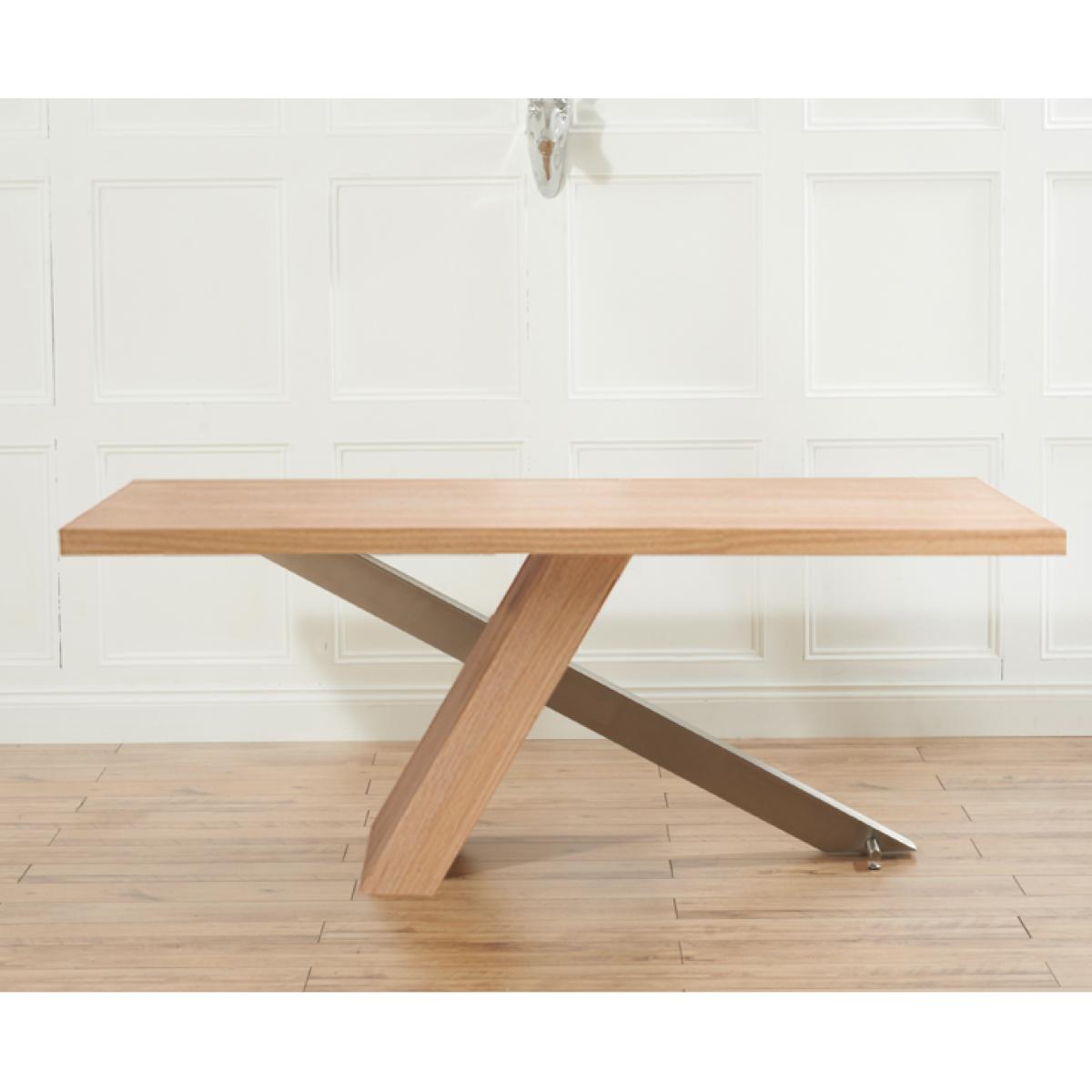 Michigan 180cm Oak and Metal Industrial Dining Table With 8 Grey Beatrix Fabric Chairs – image 3