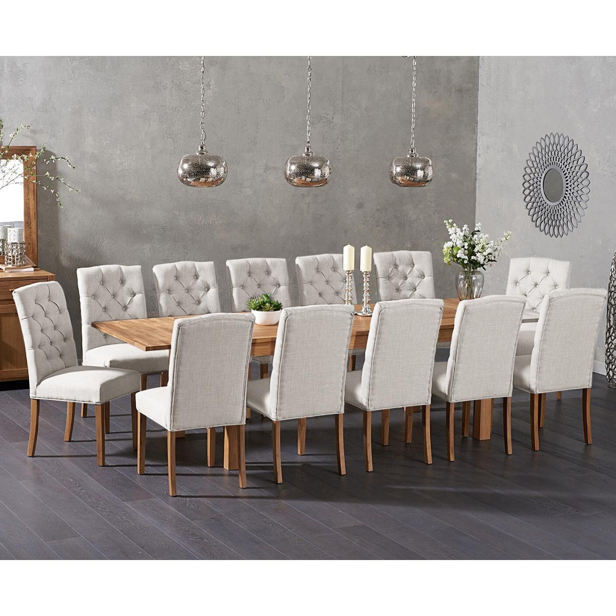 Thetford 180cm Oak Dining Table with 8 Natural Isabella Chairs with Thetford 45cm Oak Extensions – image 2