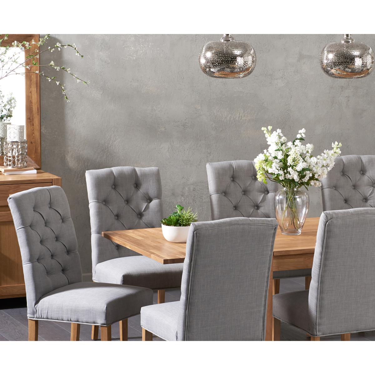 Thetford 180cm Oak Dining Table with 8 Natural Isabella Chairs with Thetford 45cm Oak Extensions – image 3