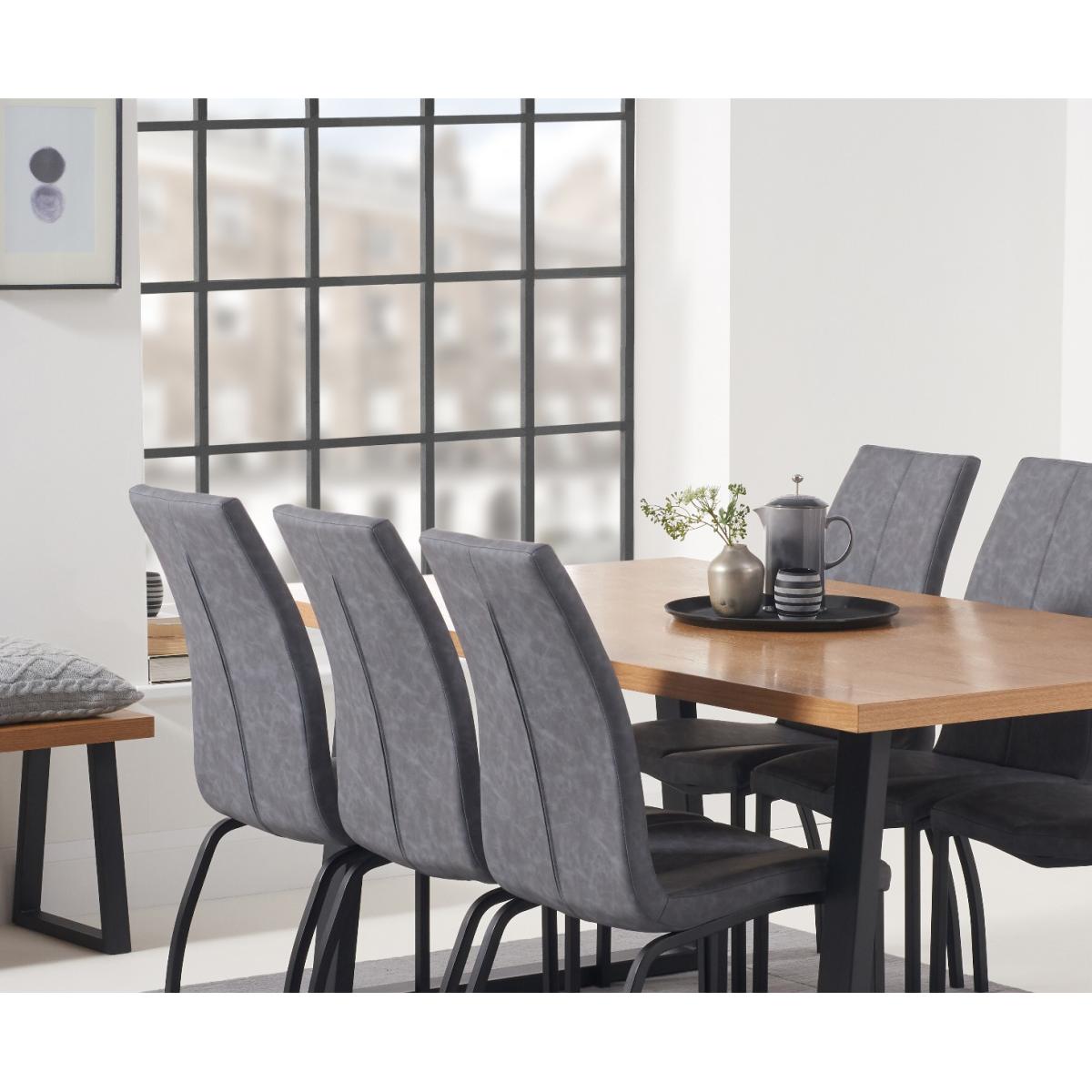 Urban 180cm Industrial Dining Table with Noir Antique Dining Chairs - Grey, 6 Chairs – image 2
