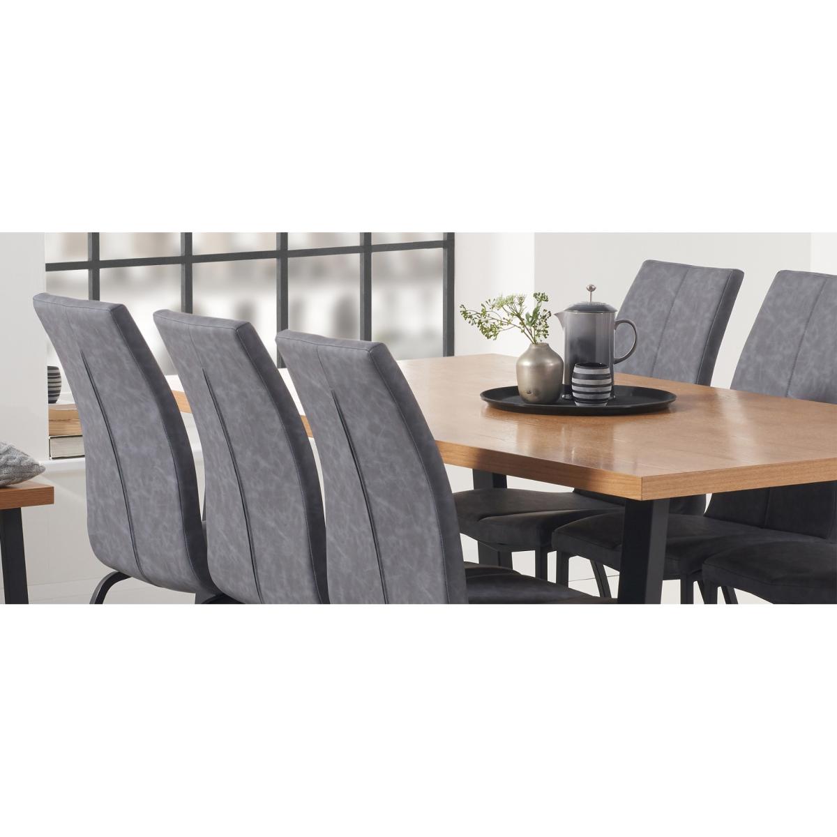 Urban 180cm Industrial Dining Table with Noir Antique Dining Chairs - Grey, 6 Chairs – image 13