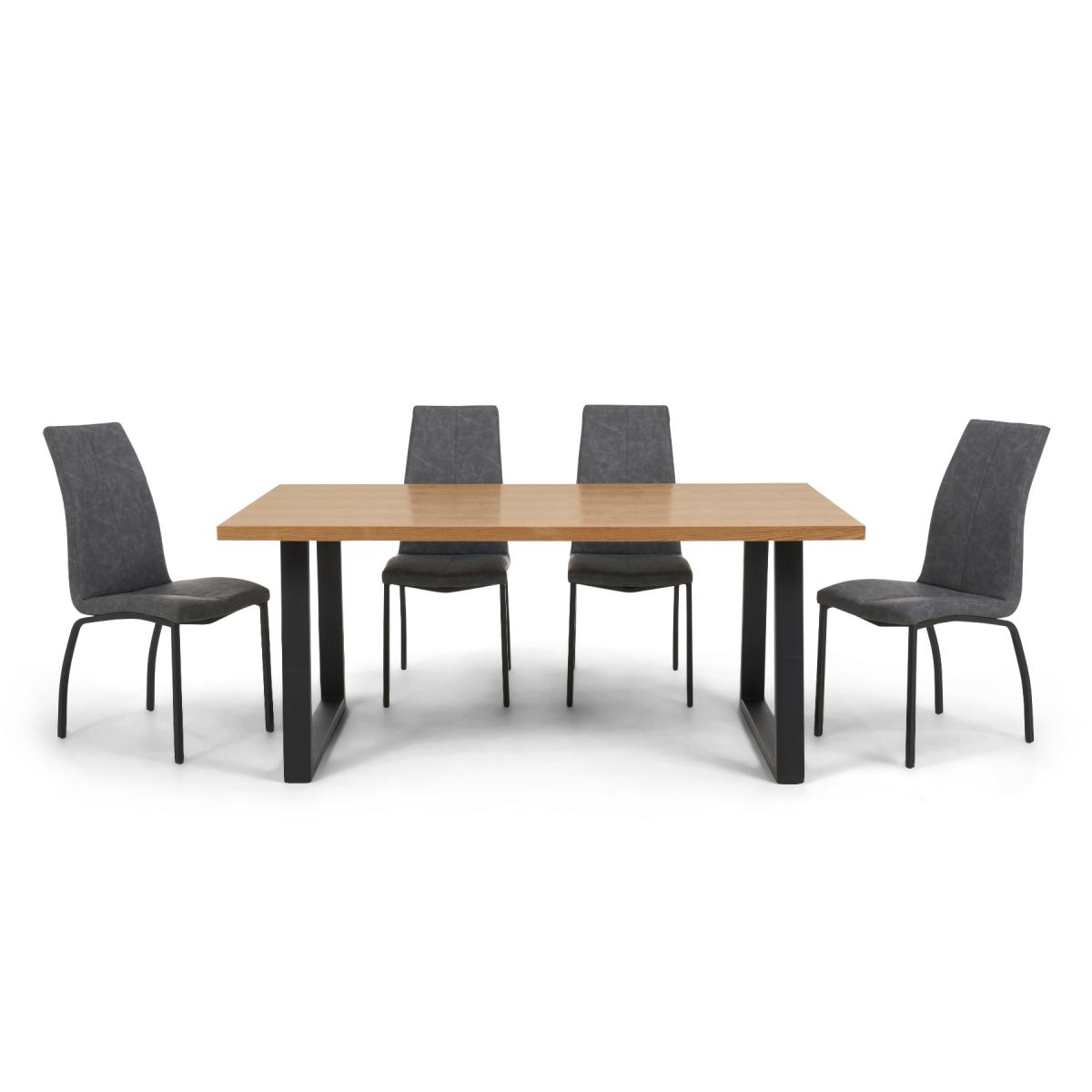 Urban 180cm Industrial Dining Table with Noir Antique Dining Chairs - Grey, 6 Chairs – image 7