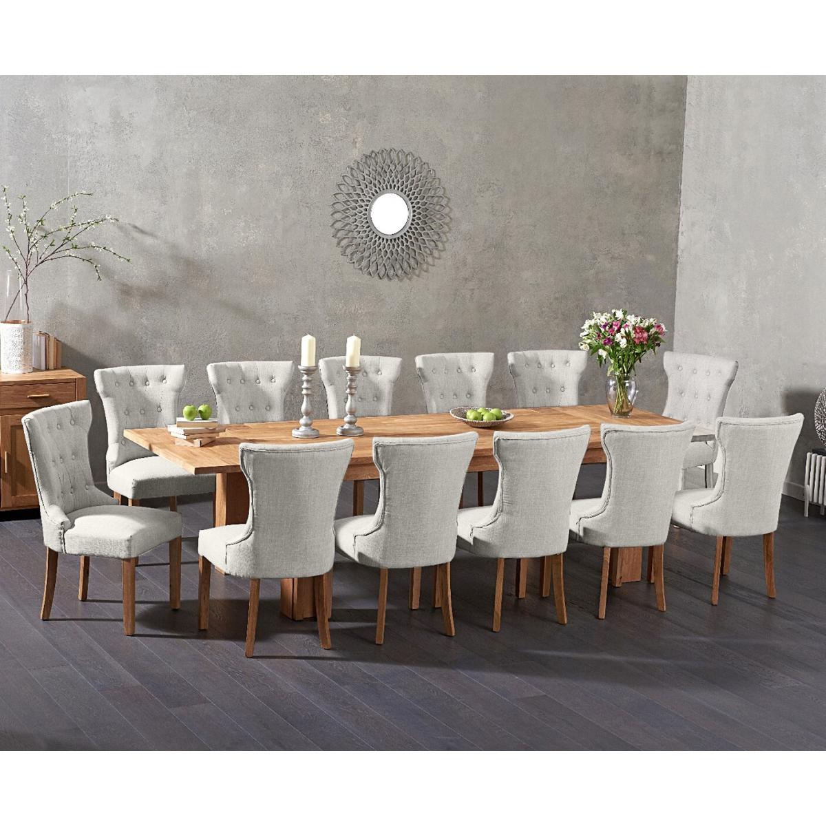 Extending Sheringham 200cm Solid Oak Dining Table With 10 Grey Clara Fabric Chairs – image 2