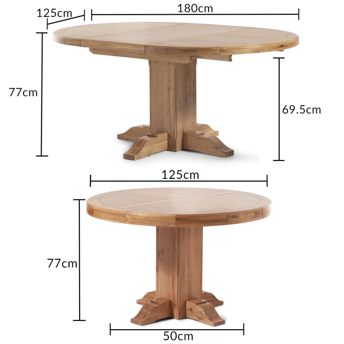 Hemsley Solid Oak Extending Pedestal Dining Table With 4 Grey Keswick Velvet Chairs – image 14