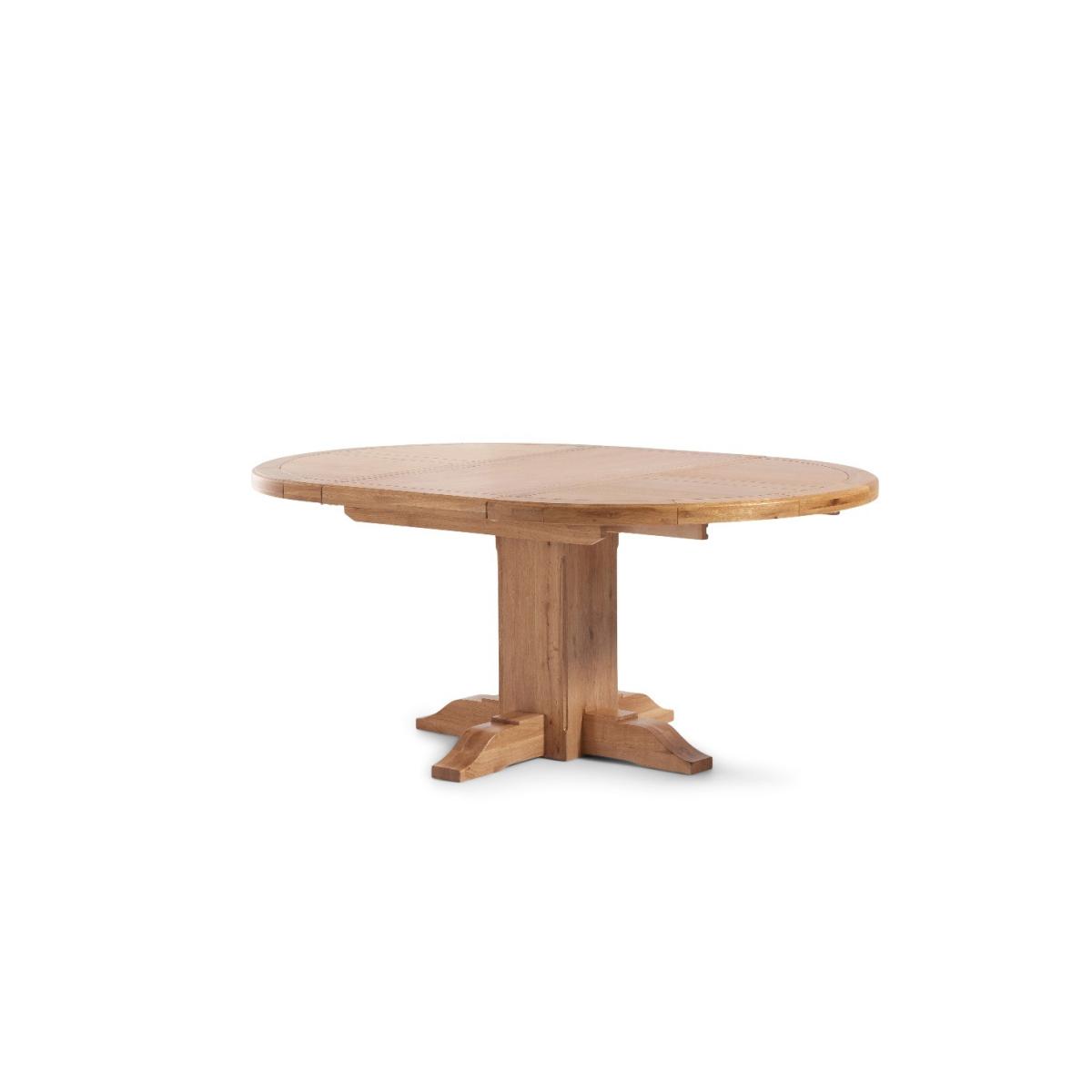 Hemsley Solid Oak Extending Pedestal Dining Table With 4 Grey Keswick Velvet Chairs – image 16
