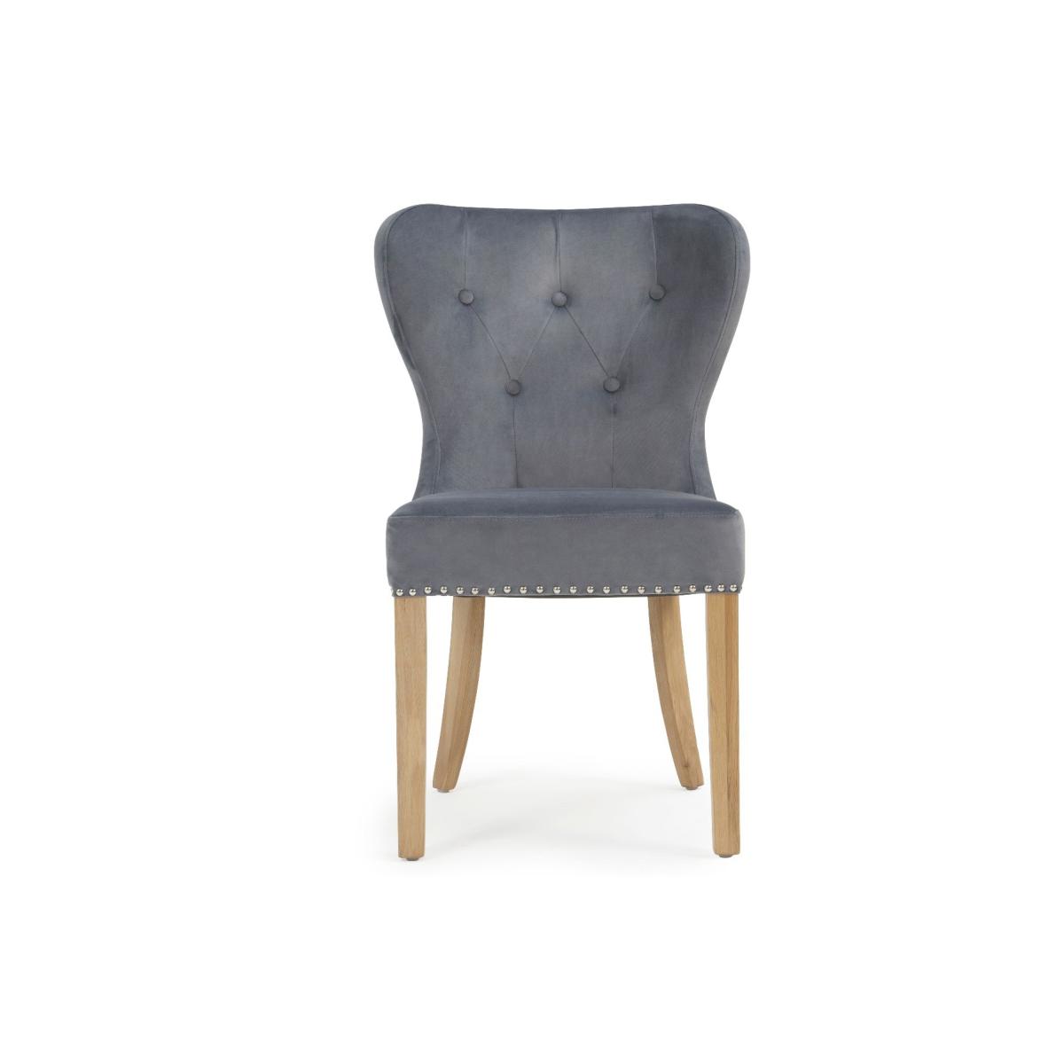 Hemsley Solid Oak Extending Pedestal Dining Table With 4 Grey Keswick Velvet Chairs – image 17