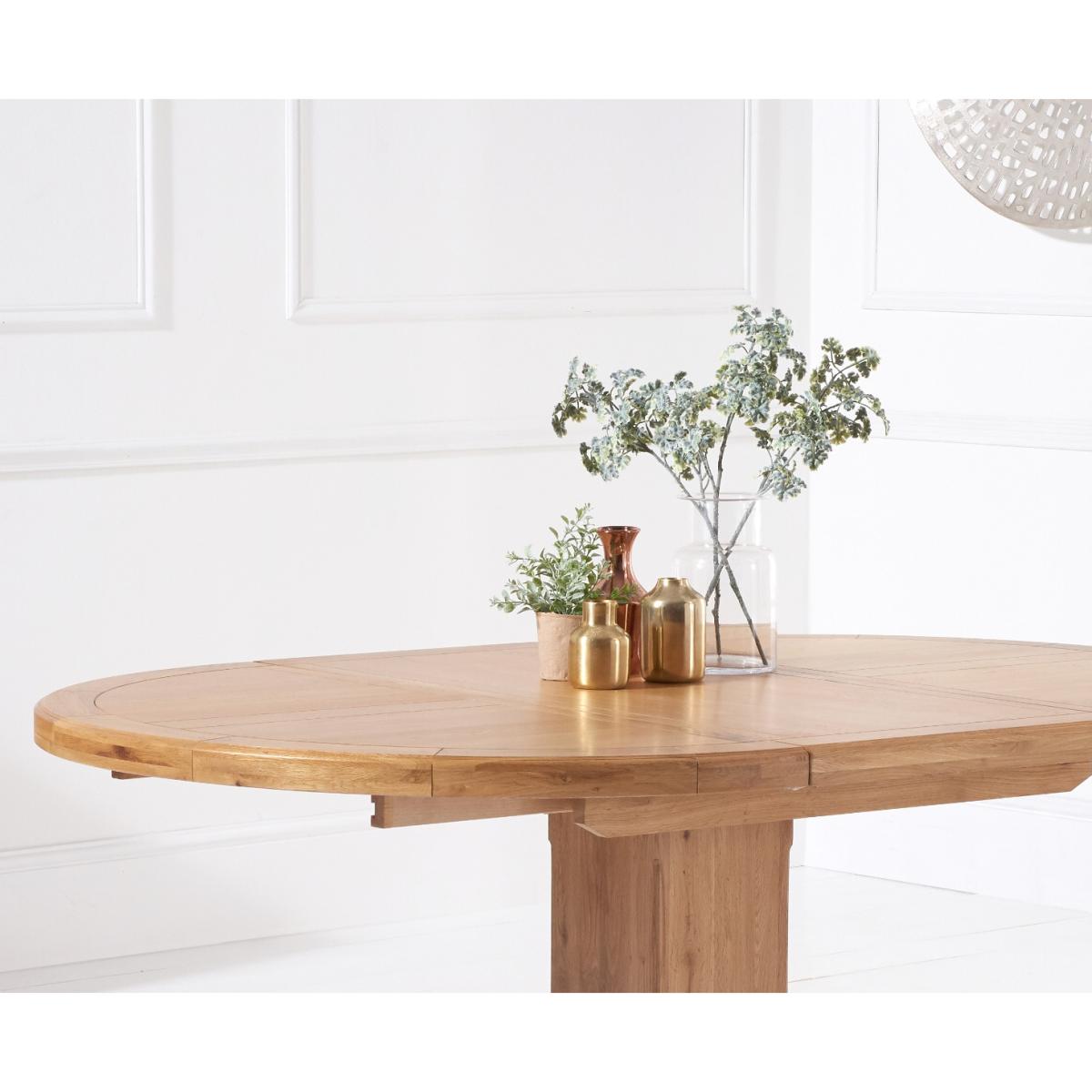 Hemsley Solid Oak Extending Pedestal Dining Table With 4 Grey Keswick Velvet Chairs – image 5