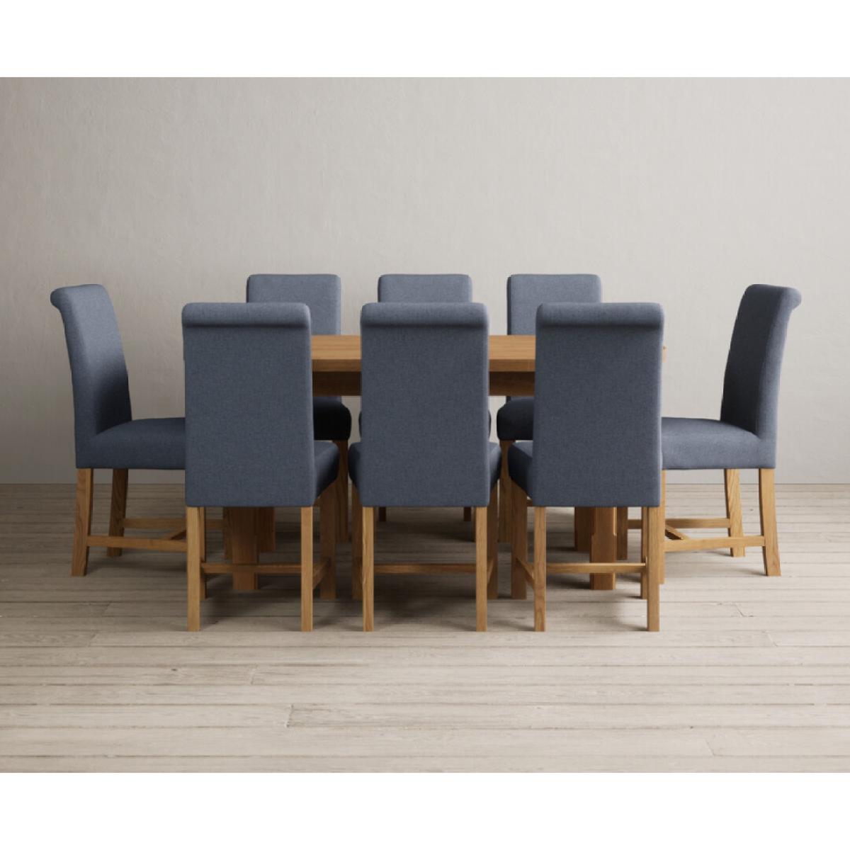 Extending Caversham Oak Oval Dining Table with 8 Grey Scroll Back Chairs – image 18