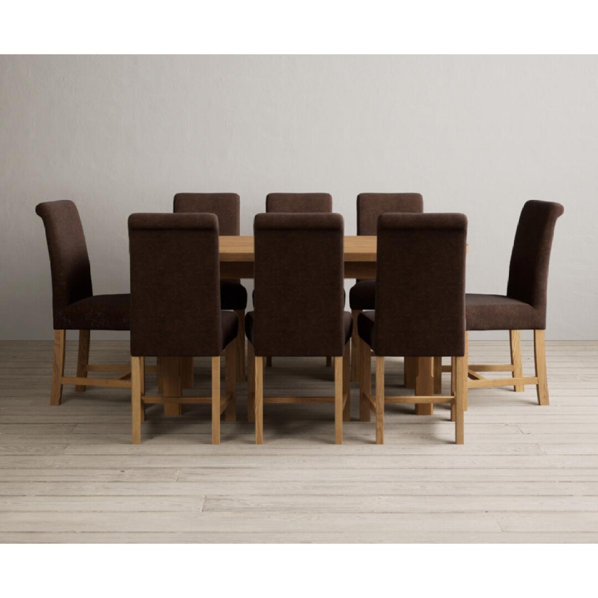 Extending Caversham Oak Oval Dining Table with 8 Grey Scroll Back Chairs – image 31