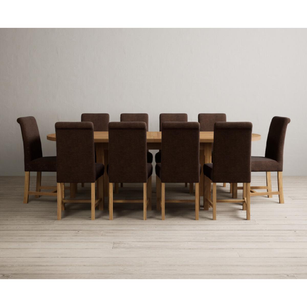 Extending Caversham Oak Oval Dining Table with 8 Grey Scroll Back Chairs – image 37