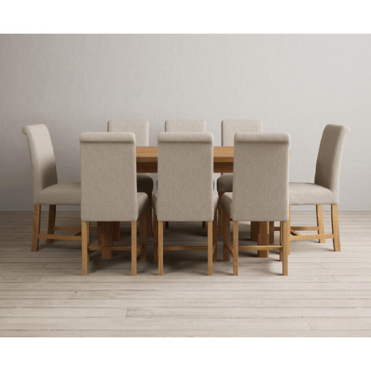 Extending Caversham Oak Oval Dining Table with 8 Grey Scroll Back Chairs – image 57