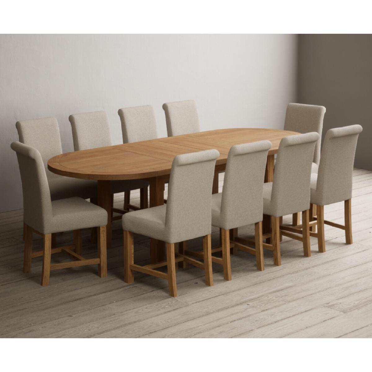 Extending Caversham Oak Oval Dining Table with 8 Grey Scroll Back Chairs – image 64