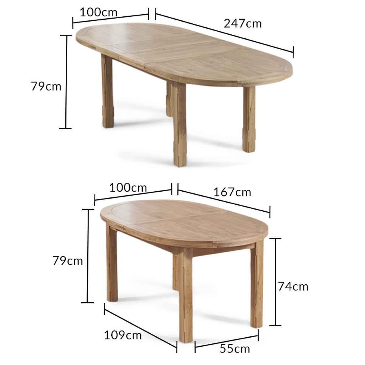 Extending Caversham Oak Oval Dining Table with 8 Grey Scroll Back Chairs – image 76