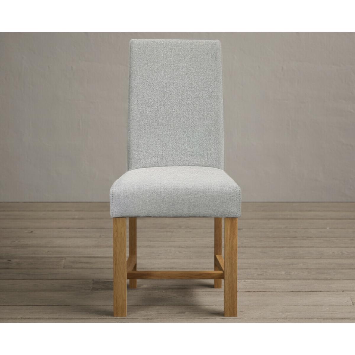 Extending Caversham Oak Oval Dining Table with 8 Grey Scroll Back Chairs – image 77