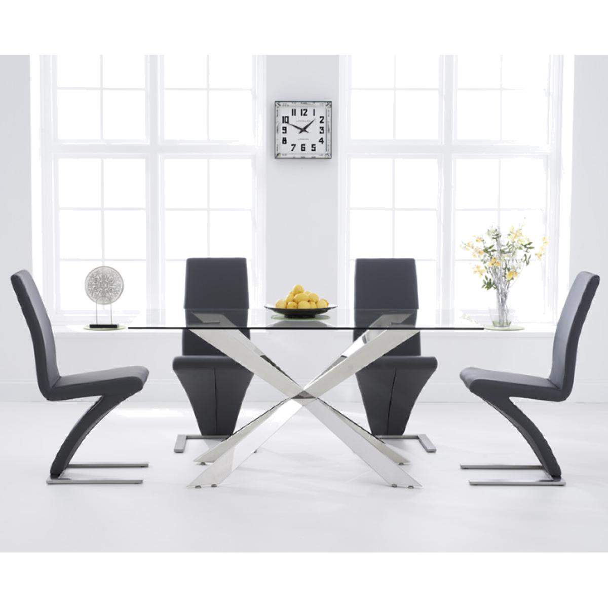 Juniper 160cm Glass Dining Table With 8 Ivory White Hampstead Z Chairs – image 1